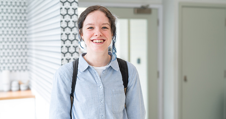 Verity Maton smiling in the office