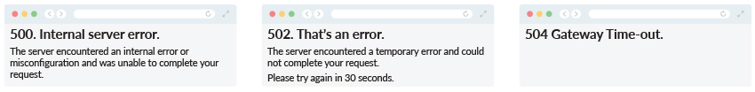 HTTP 500 Server Error Codes