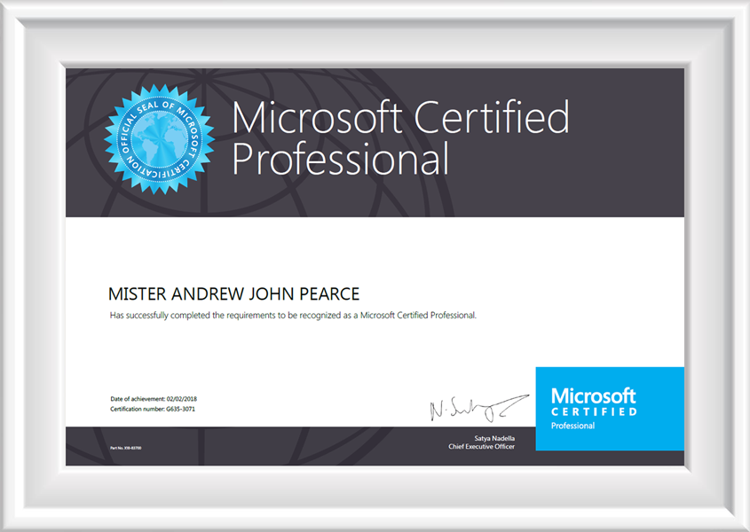 Andrew's MCP Certificate