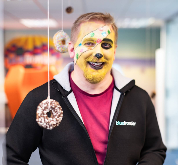 James Fry of Freebook Global Technologies as Pudsey Bear