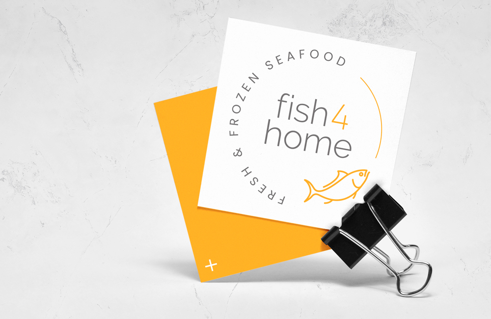 A photo of a modern and bright business card for a fishmongers